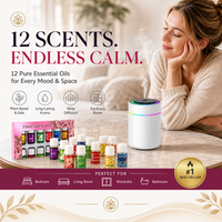 White Aroma Diffuser + Essential Oils Set