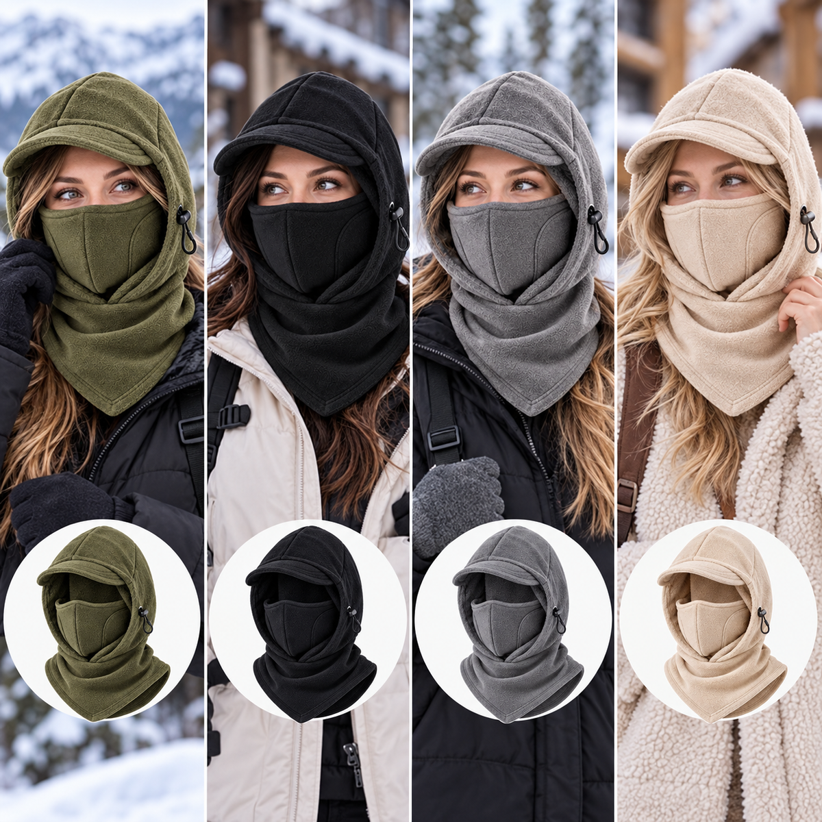 🔥Last Day 50% OFF🔥🥶Fleece Double Layer Integrated Mask Hat🥶